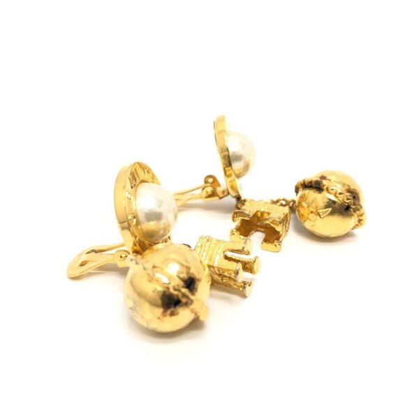 CELINE Circle Logo Faux Pearl Arc de Triomphe Earrings Accessories Earrings - Picture 9 of 11